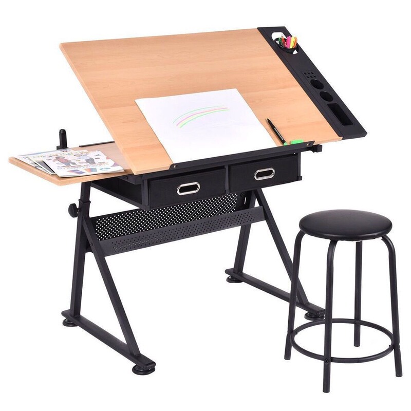 Painting Table, Adjustable Height Drawing and Calligraphy Table, Easel, Drawing Board, Painting Desk, Study Writing Desk, Computer Desk, Workbench