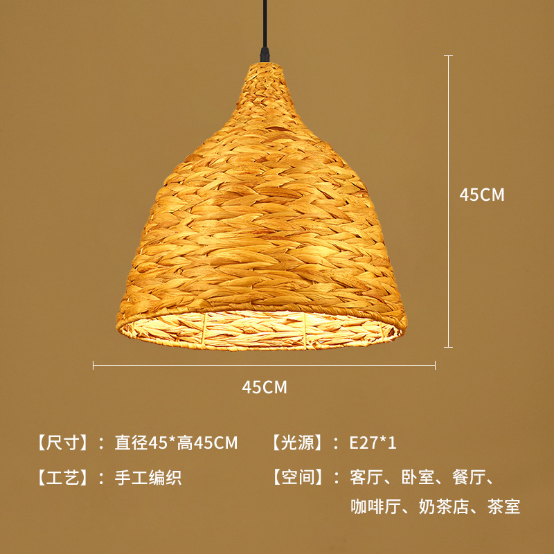 Sombrero de paja de ratán creativo, pantalla de lámpara, restaurante japonés retro, restaurante de olla caliente personalizado, arte de ratán, casa de familia, candelabro de bambú del sudeste asiático