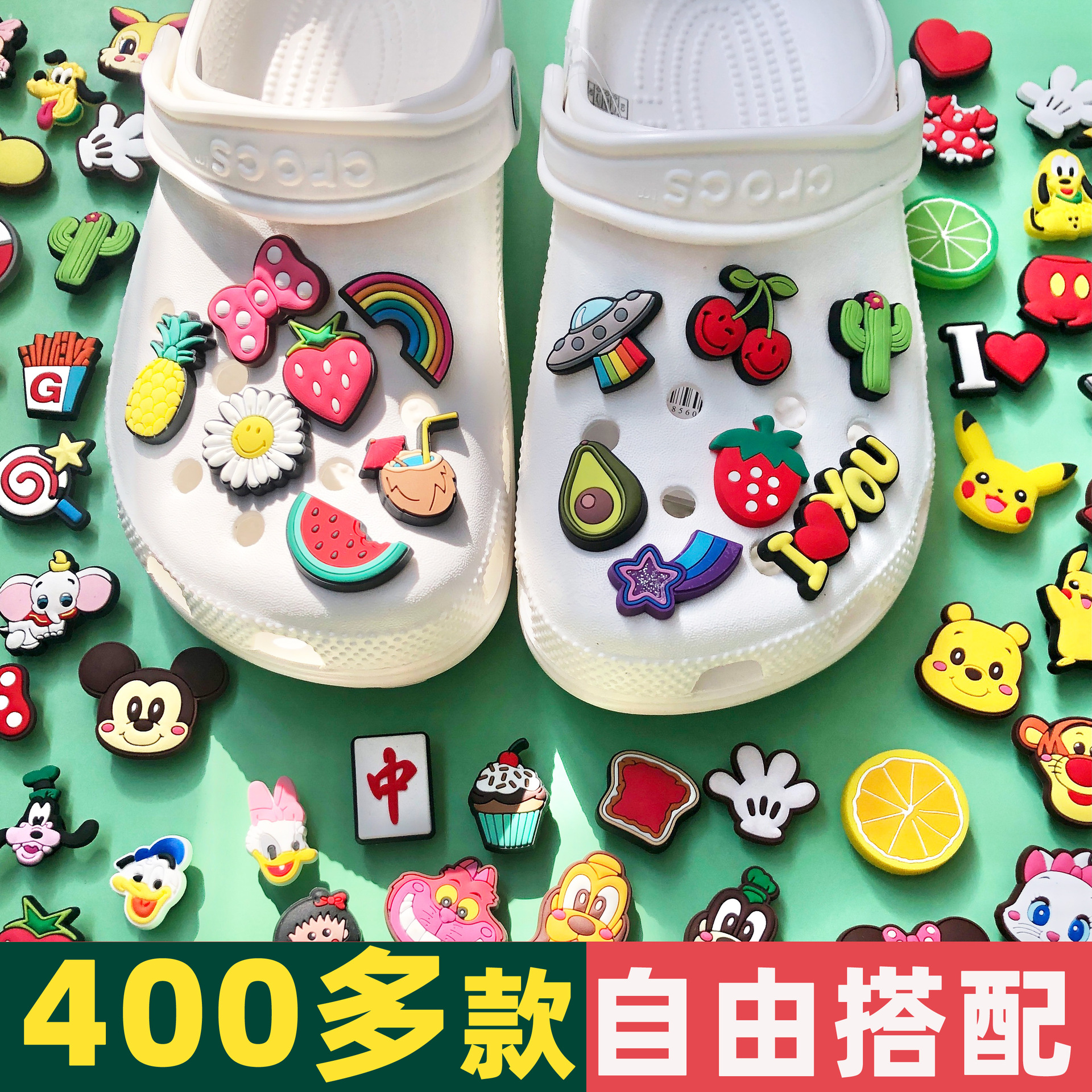 Customizado agujero de botón de zapato de PVC agujero de zapato decoración adorable pequeño nuevo panda accesorios DIY zapatos flores pueden dibujar la muestra personalizada