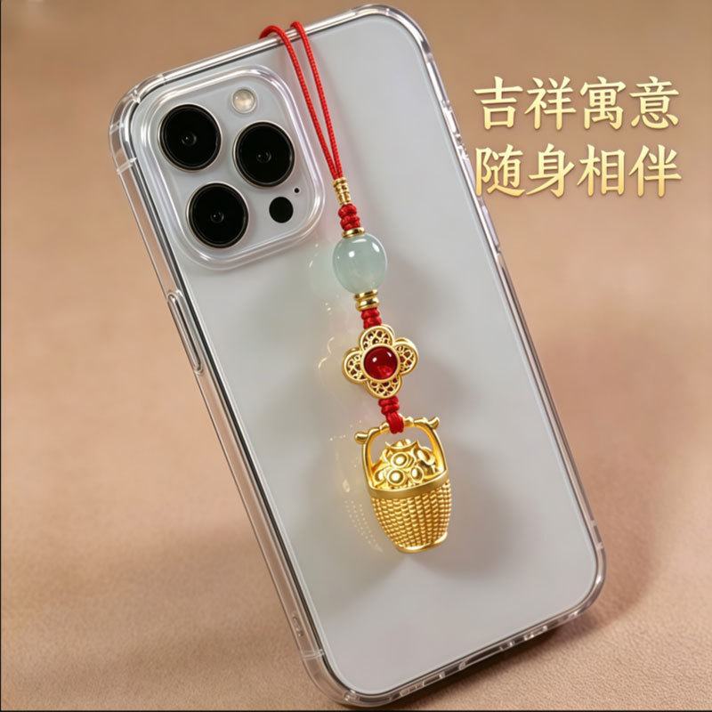 New Chinese style bag charm, phone pendant, traditional Chinese style keychain, small keychain, high-end car key pendant.