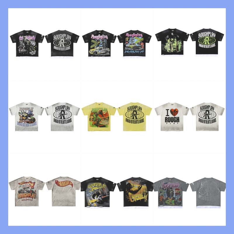 American Graphic Roughplay T-Shirt Gothic T-Shirt Couple Retro New Sweatshirt European and American Men and Women Cross-Border Collection