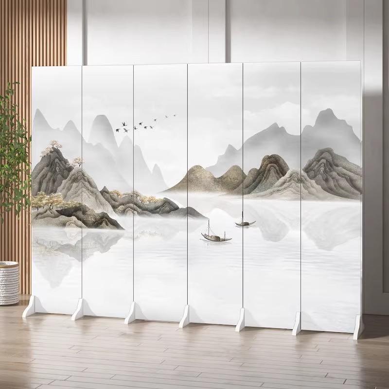 Chinese Partition Screen Bedroom Blocking Entrance Movable Folding Wall Office Landscape Painting Screen Partition Living Room
