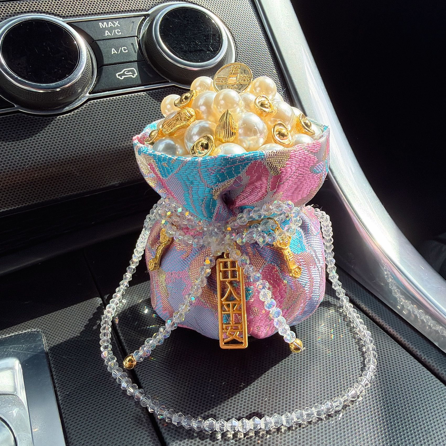 Fortune Bowl, Lucky Bag, Car Bamboo Charcoal Bag Pendant, Car Cup Holder Ornament, Safe Journey Car Bamboo Carbon Decoration