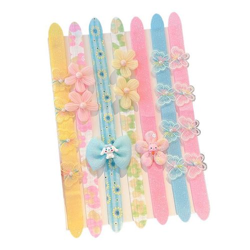 Butterfly pearl broken hair stickers for children new bow cinnamon dog cute cartoon new hair accessories flower bangs stickers