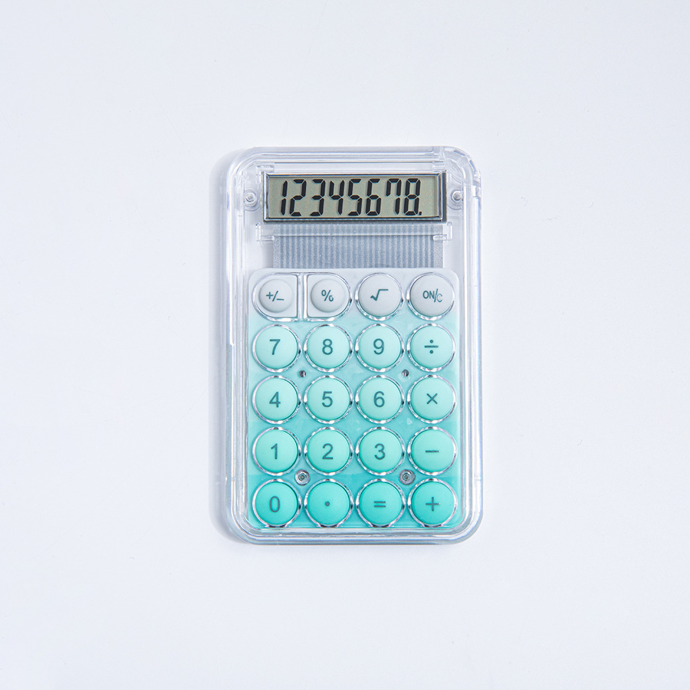 Mini calculadora transfronteriza adorable computadora especial para estudiantes de alto valor nominal pequeña calculadora portátil transparente