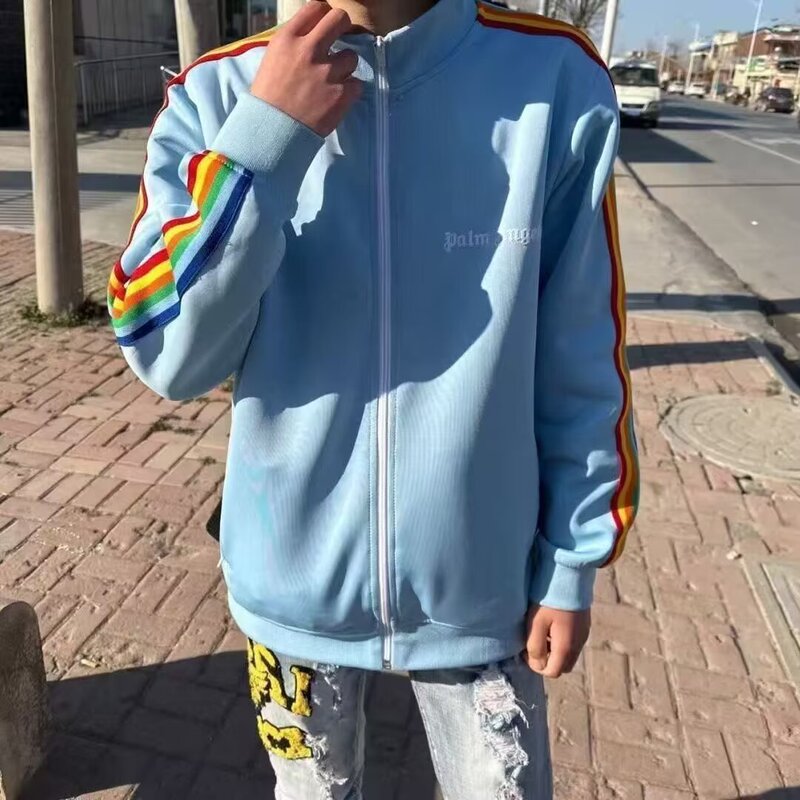 Correct Version of Cross-Border Trendy Brand Palm Angel Striped Webbing Casual Sports Jacket Couple Suit Foreign Trade Trendy Style