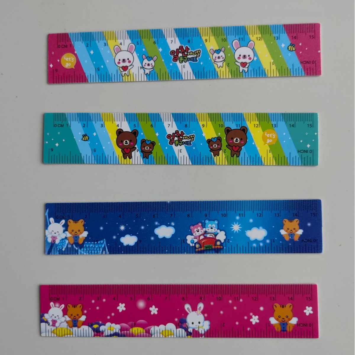 15厘米塑料pvc尺子可爱儿童图案红蓝颜色直尺益智文具奖品批发