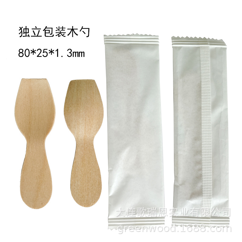 10cm cucharas de madera desechables cucharas de helado redondas cucharas de helado