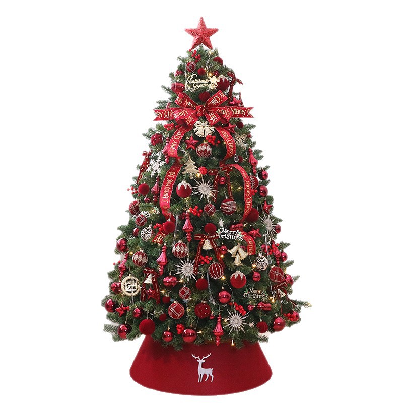 Nuevo conjunto de árbol de Navidad de simulación de vino rojo ins viento navideño hogar decoración a gran escala con el mismo estilo