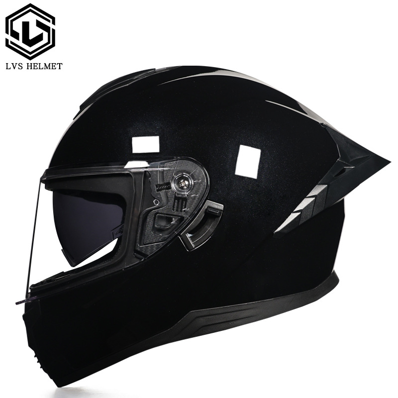 Casco integral transfronterizo DOT de la versión mejorada de LVS con doble lente para hombres, casco de seguridad universal para todas las estaciones para motociclistas femeninas, casco de motocicleta con doble lente.