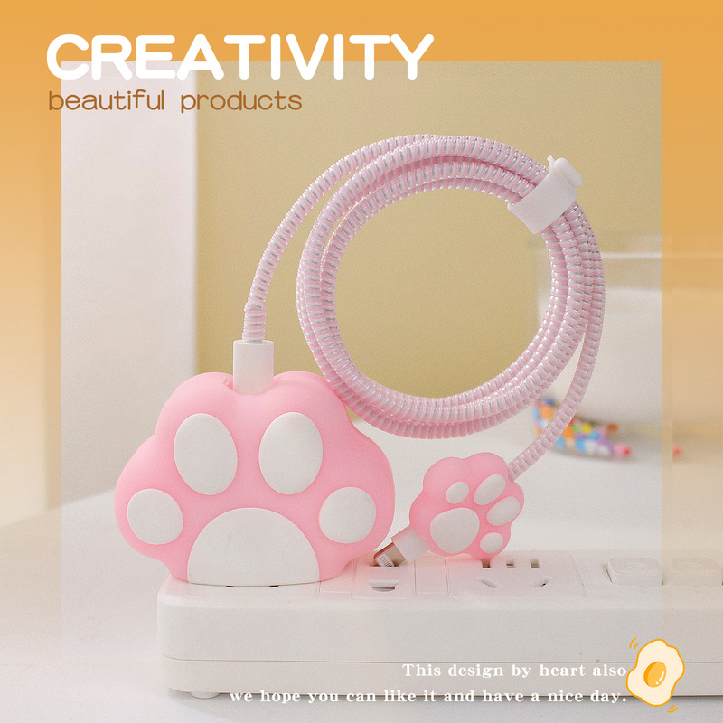 Nuevo cable de datos de dibujos animados cubierta protectora adecuado para Apple carga rápida cabeza 18/20W carga cabeza cubierta protectora Winder