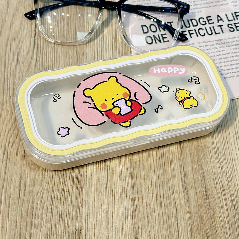Estuche para gafas moderno con un toque de alta gama, diseño ondulado y bonito, estuche transparente portátil para gafas, estuche para gafas de miopía, estuche para gafas infantiles.