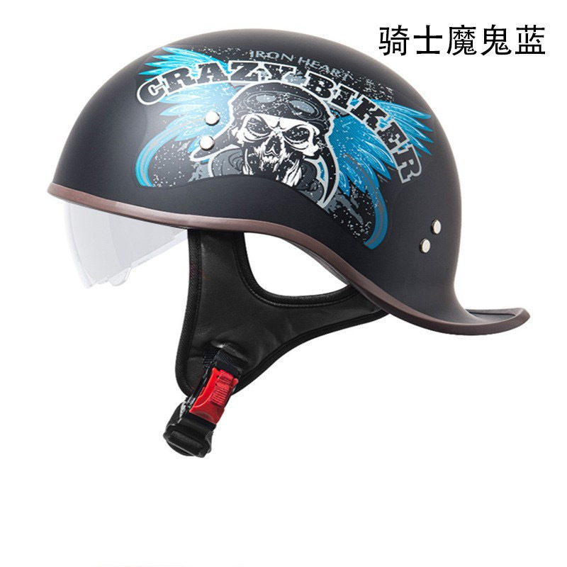 オートバイレトロオートバイハーフヘルメット四季ユニバーサル電動バイクユニセックスサイクリング安全帽子