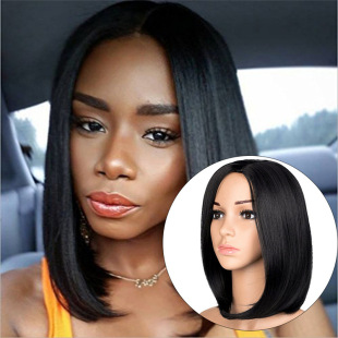 Amazon's new products in Europe and the United States are divided into BOBO ladies short straight high temperature silk wig micro roll whole top headgear stock is sufficient