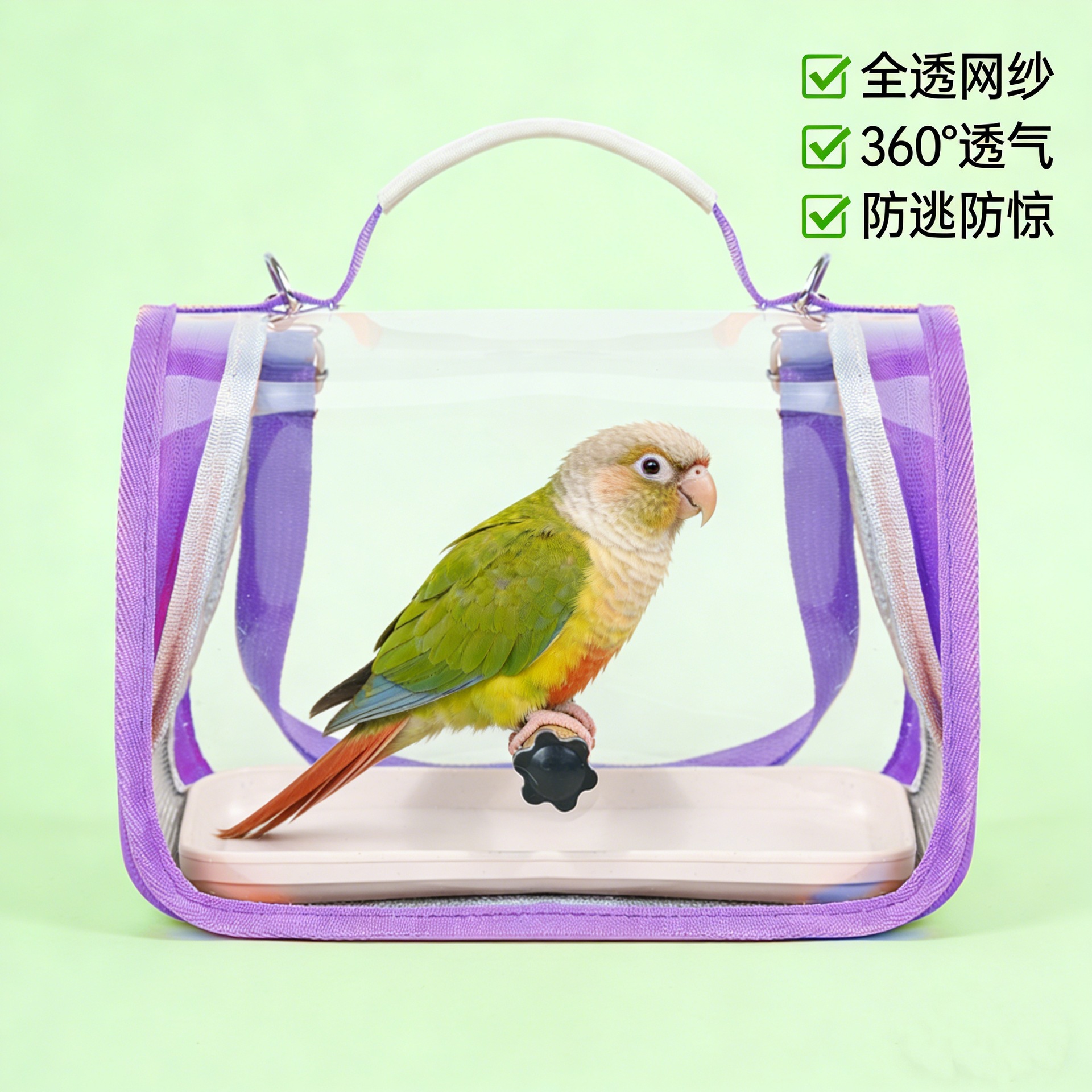 Bolsa portátil multifuncional para pájaros, bolsa de salida para loros, alta capacidad, jaula de pájaros transparente, mochila de pájaros ligera y transpirable image 3
