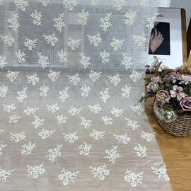 天丝绣花布网布刺绣面料 蕾丝刺绣女装连衣裙礼服旗袍童装花边刺