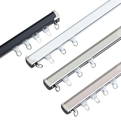 Curtain track straight track single and double track top and side installation curtain rod aluminum alloy thickened silent curtain slide track engineering track