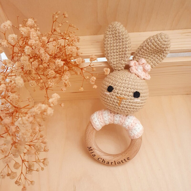 Cross-border Crochet Small Flower Rabbit Rattle Animal Baby Doll Baby Soothing Toy Bite Crochet Toy Cross-border Crochet Small Flower Rabbit Rattle Animal Baby Doll Baby Soothing Toy Bite Crochet Toy
