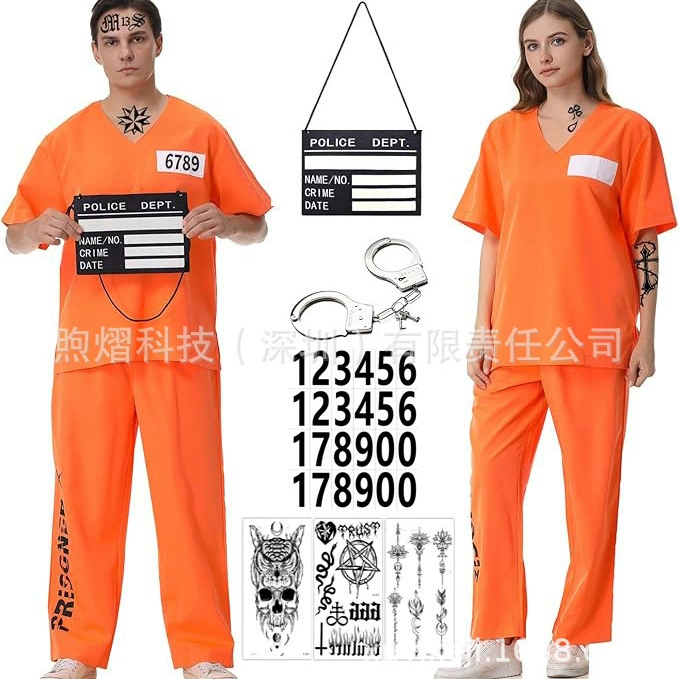 Костюм заключенного для взрослых на Хэллоуин, костюм для косплея, американский тюремный костюм, игровой костюм