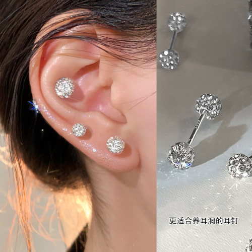 Super flash zircon high-end earrings, light luxury niche Internet celebrity all-match earrings, simple and fashionable ear-care, hole-free earrings