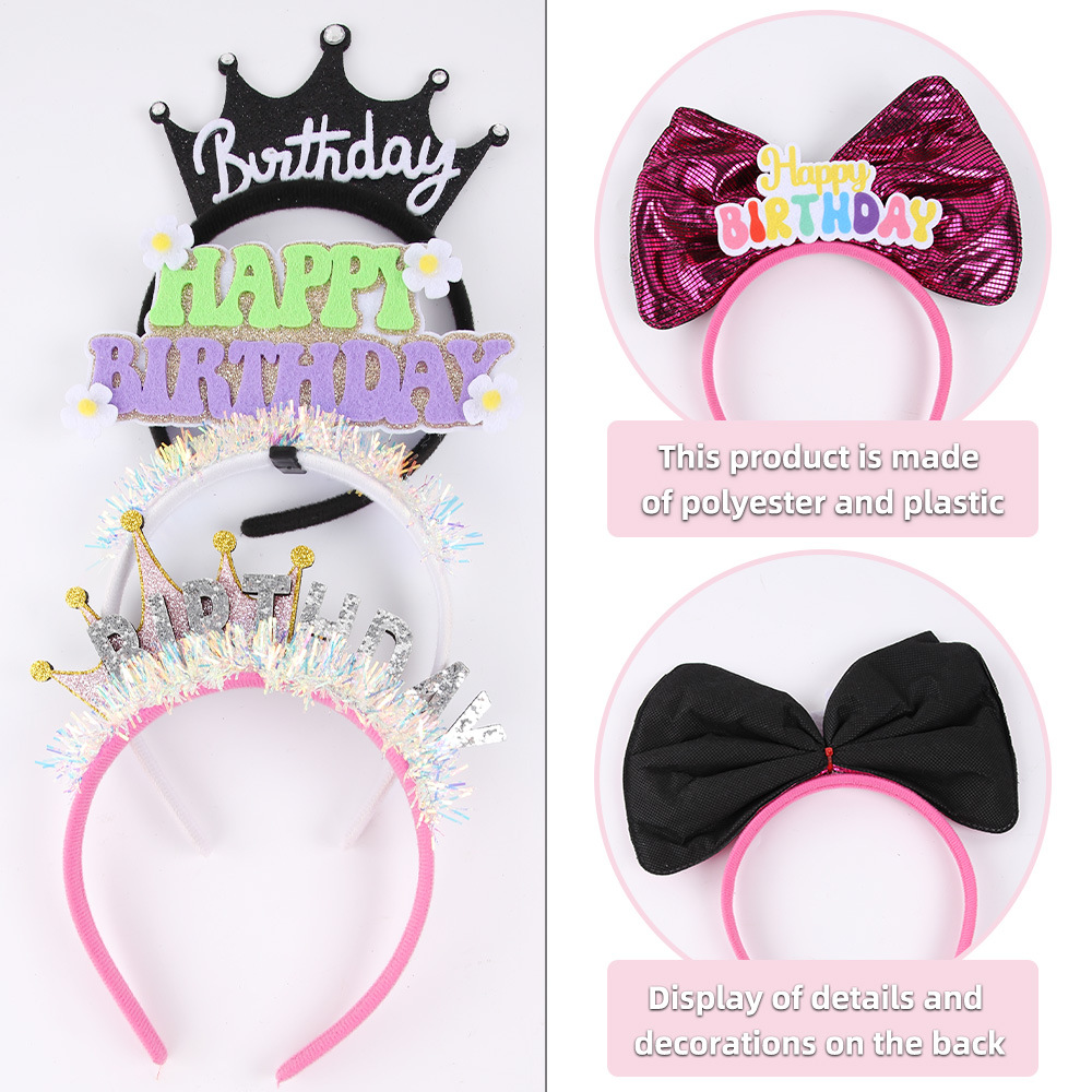Cumpleaños de la corona para adultos niños cumpleaños de fiesta decoración de cabeza HAPPY BIRTHDAY letra cabeza de cabeza