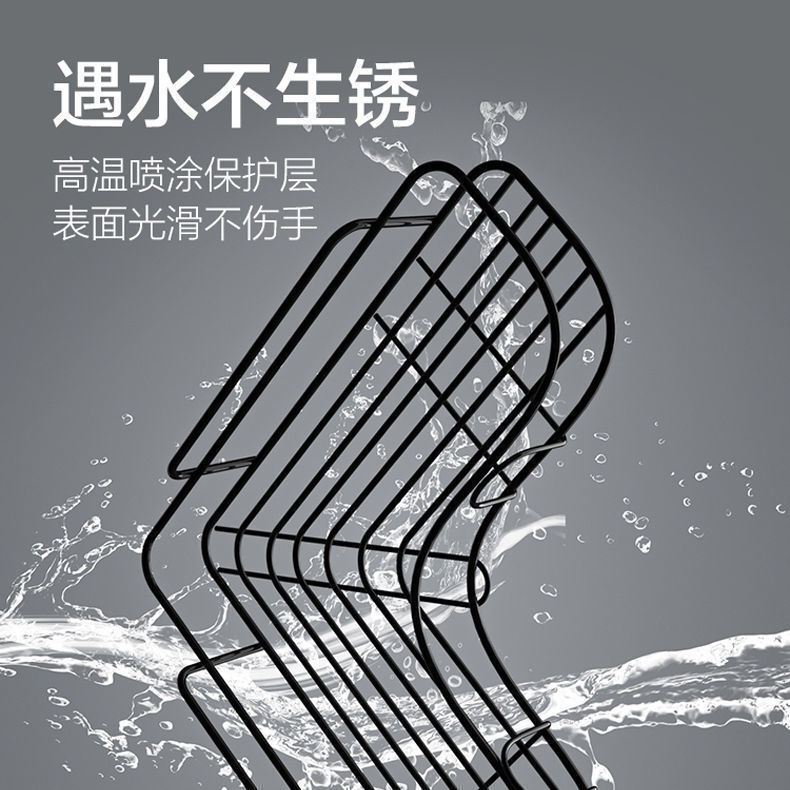 Estantes triangulares de hierro forjado Estantes de baño de esquina Estantes de almacenamiento de cocina de pared de baño Estantes de cocina sin perforación