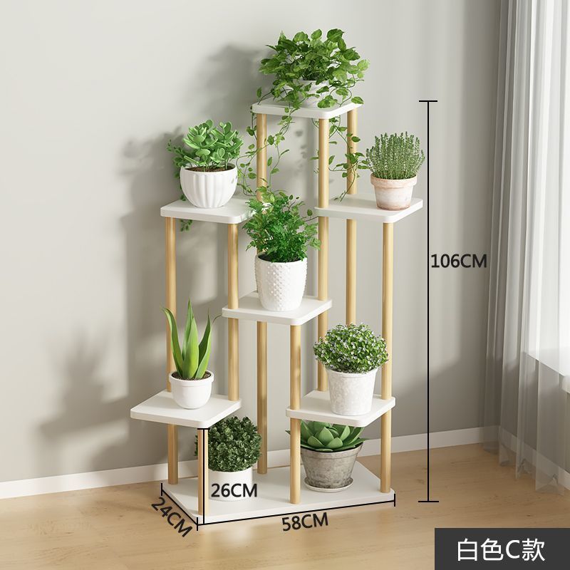 Estante de flores interior tipo piso simple balcón estante de almacenamiento multicapa de plantas suculentas de lujo ligeras estante de maceta de flores