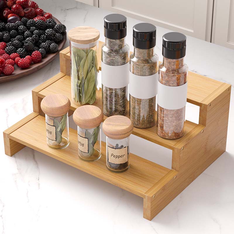 Nuevo escritorio multifuncional multicapa extraíble de bambú y madera, estante de almacenamiento de botellas de condimentos de cocina, estante de almacenamiento para el hogar para platos