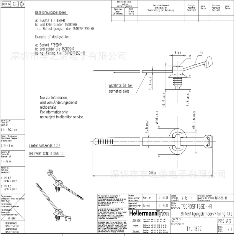 HELLERMANNTYTON������̫ͨ�����̶�������T50ROSFT6SD 156-01609