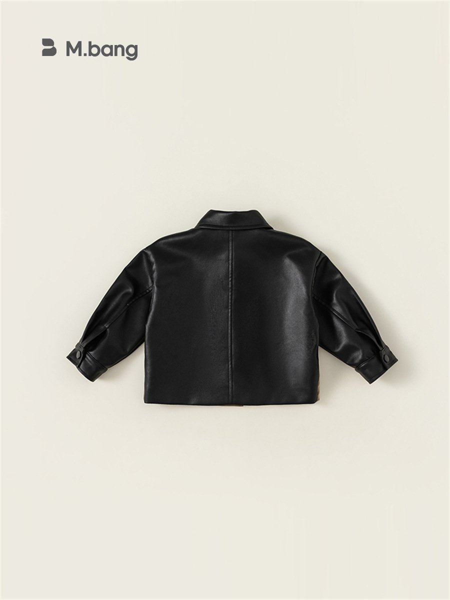 Ropa infantil Youbao, nueva chaqueta de cuero para niños, estilo versátil de primavera y otoño, con diseño de patchwork elegante.