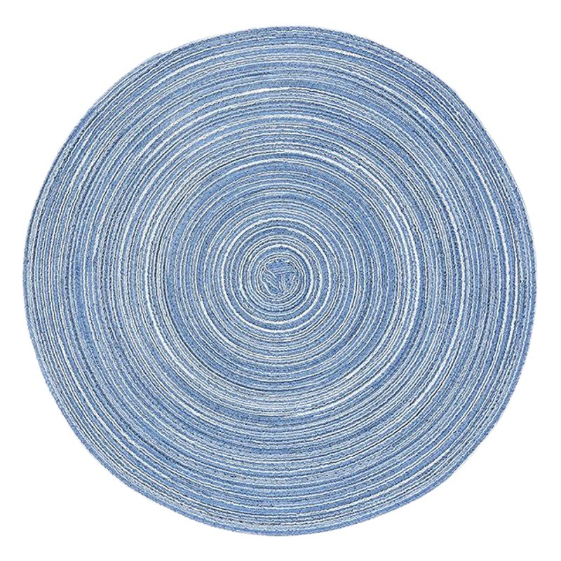 Alfombrilla de plato hecha a mano de ramio nórdico Alfombrilla de plato de comida occidental Mesa de comedor Alfombrilla antideslizante Posavasos Alfombrilla de tazón redonda simple Alfombrilla de hilo de algodón