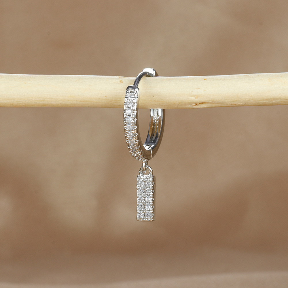 6g Weight Copper Ear Needle Material Zircon Inlay Material Charm Sleeper Hoop Earrings, Drop Earrings Classification 1 Piece Quantity Daily Occasion Copper Material Letter Pattern Unisex Gender Plating Design Casual Style 1 Piece Casual Letter Plating Copper Zircon Drop Earrings 17