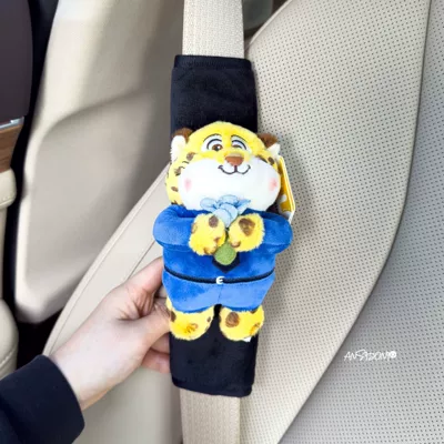 Sürətlər qutusu və əl tormozu başlıqları Car Seatbelt Cover Car - shoulder-pads-black-plush-authentic-officer-leopard-bouquet-single