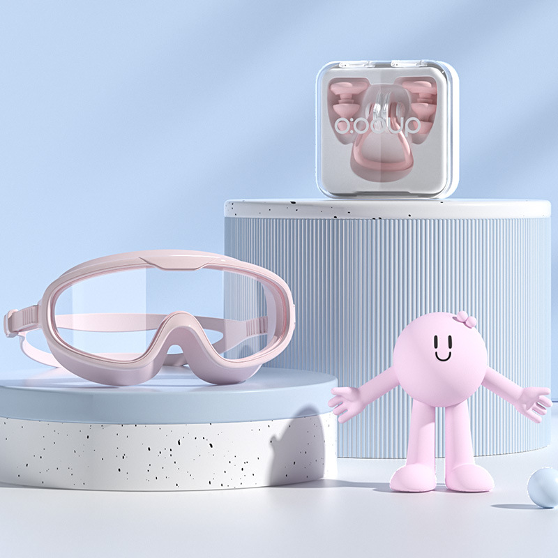 가성비 좋은 투피스 세트 [수영고글 핑크 + 노즈클립 귀마개]