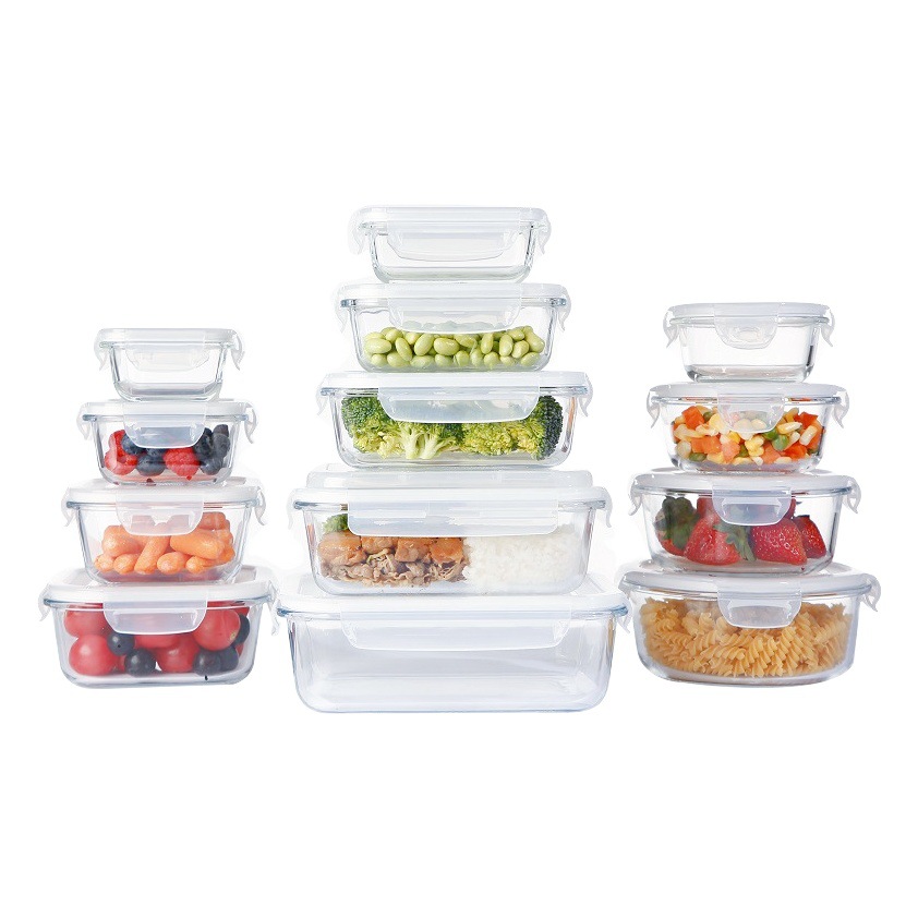 Caja de almuerzo de vidrio de gran capacidad caja de almuerzo trabajador de oficina caja de almuerzo horno microondas con tapa traje refrigerador sellado tazón de arroz fresco