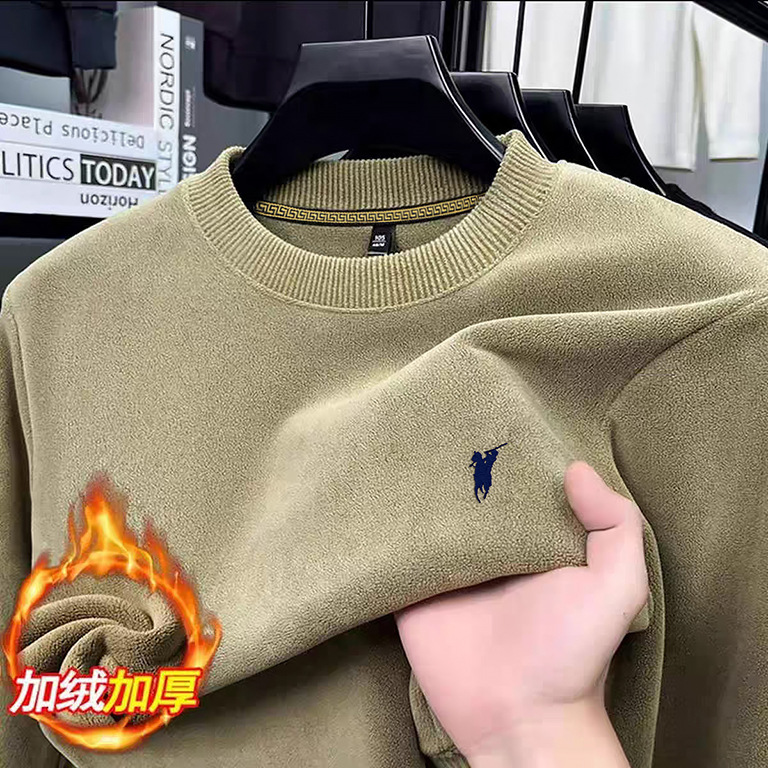 【Premium Quality】Men's Double-Sided Fleece-Lined Thickened Autumn/Winter Embroidered Pullover Crewneck Sweatshirt