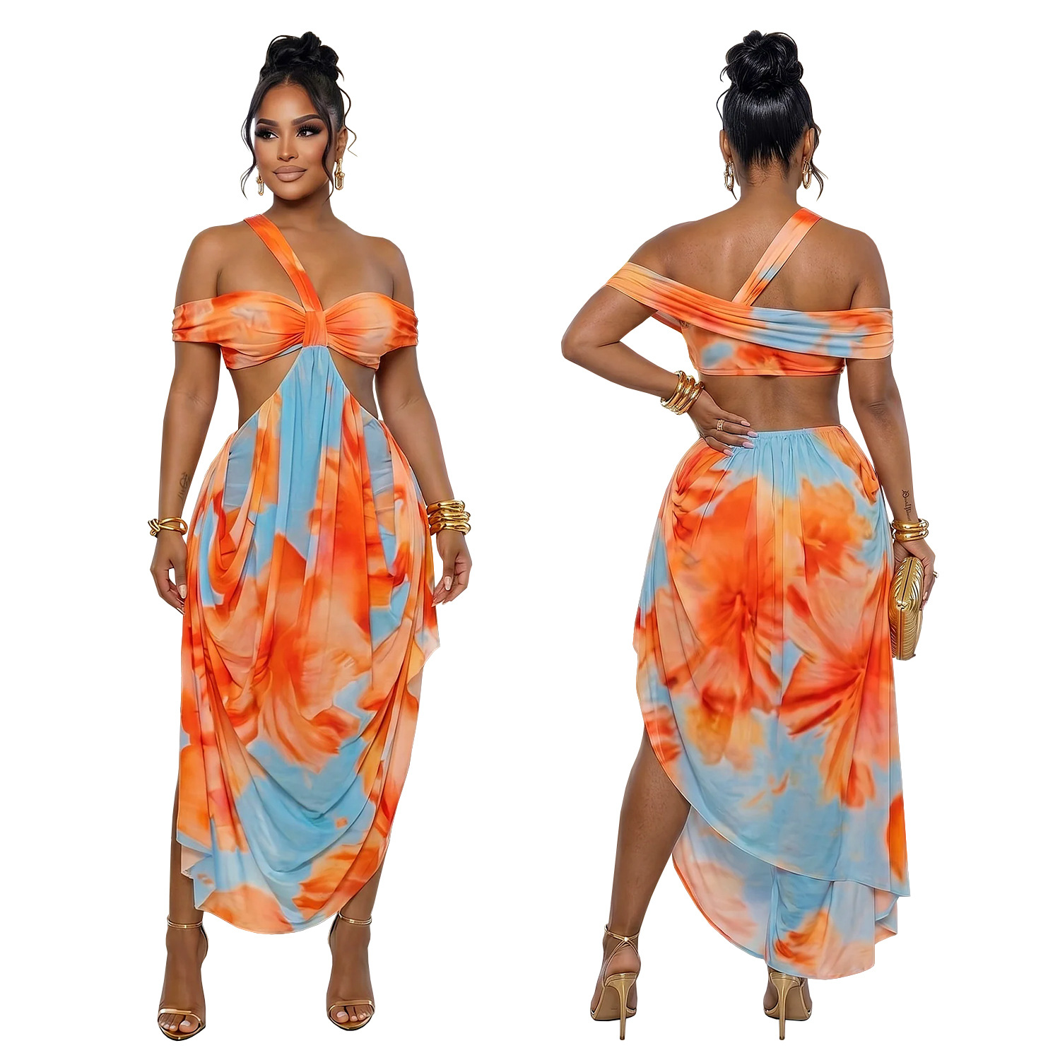 C7731 Aliexpress transfronterizo Amazon 2026 nuevo vestido de impresión de playa sexy de verano image 6