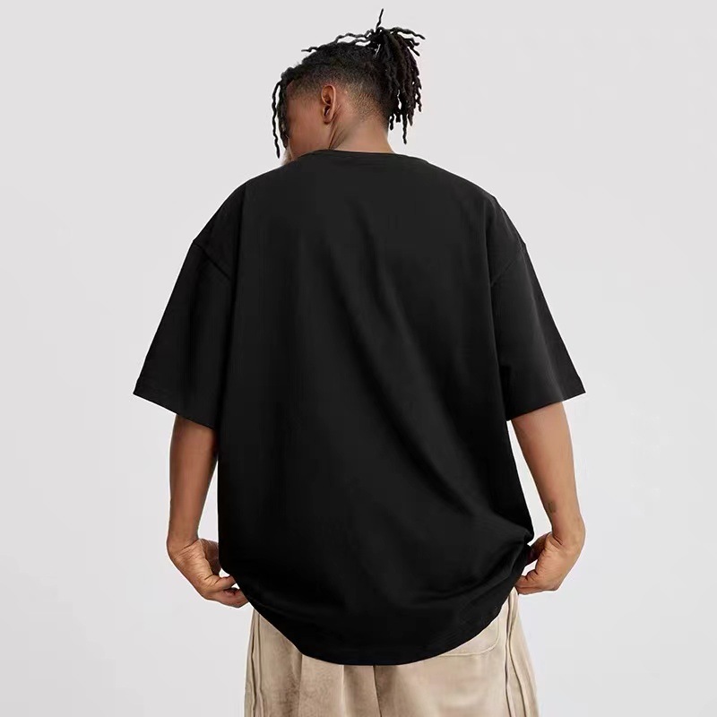 230g camiseta transfronteriza pesada marca de moda caída hombro camiseta de mangas cortas hombre universal suelta Europa y América in pareja camiseta de moda