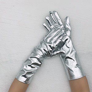 Sexy coating patent leather silver red black leather jazz latin dance glove Christmas stage performance clothing glove cosplay appeal