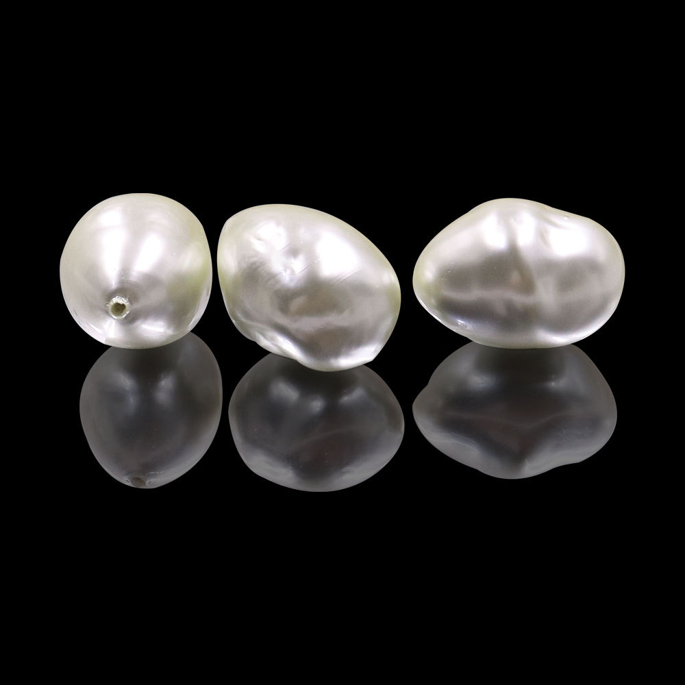 25X34MM大变体半孔白色玻璃染珍珠巴洛克珍珠饰品项链吊坠配件