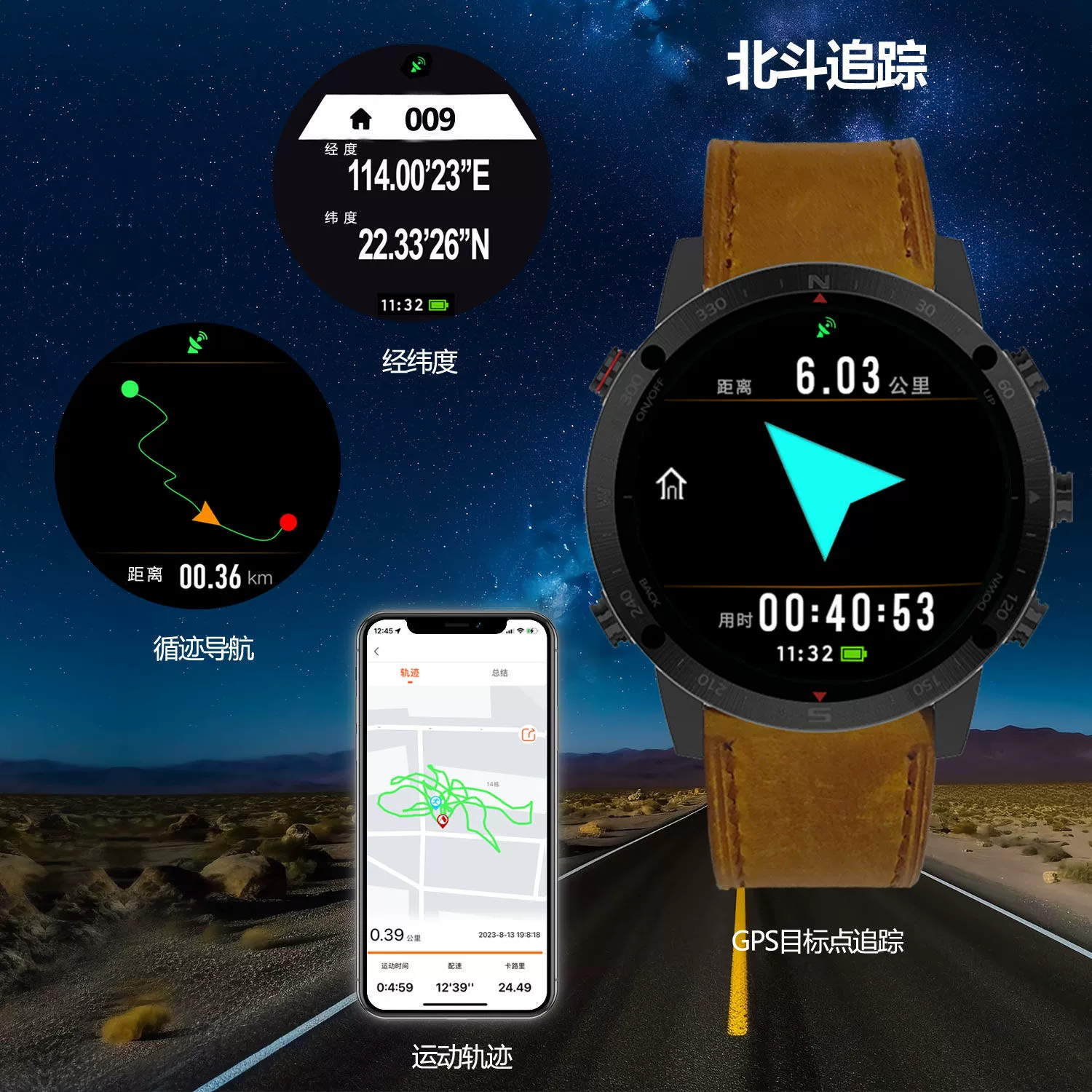 Дорожные наручные часы с Пайн-роуд, внедрённый GPS Beidou, компас, плавание и бег, усиленная водонепроницаемость, вело-тахометр, рыбалка, альпинизм
