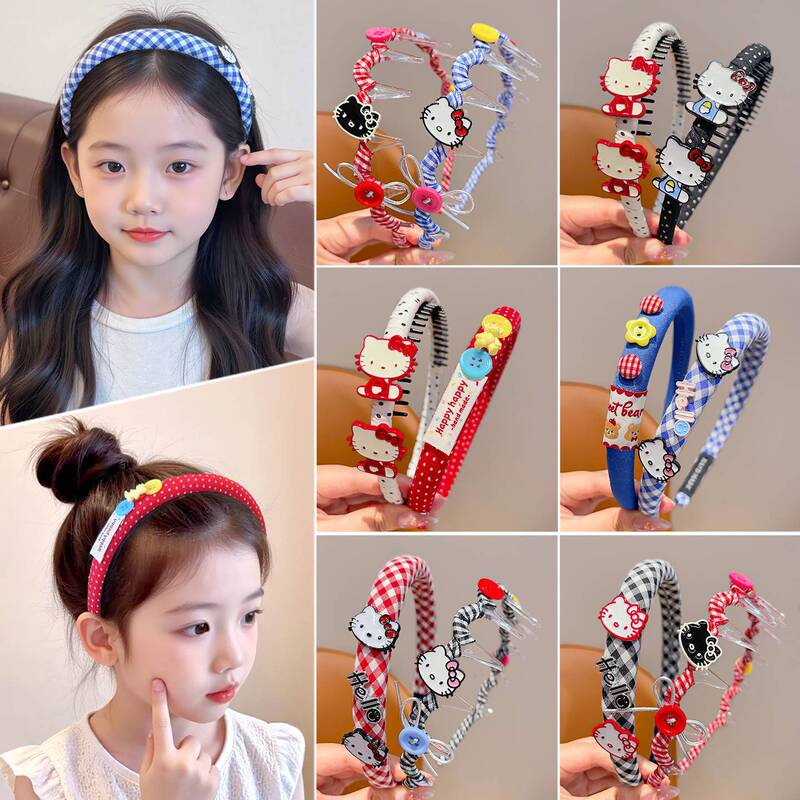 Headband for Girls with Stray Hair, Cute Kt Cat Hair Clip for Little Girls, Toothed Hairpin Hair Tie