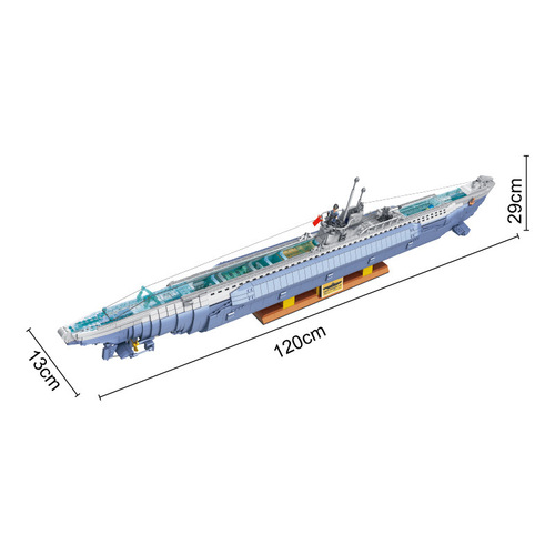 Panels 628011 Large U-Boat WWII Carl Gustaf Cannon Soviet Train Tank Military Block Set