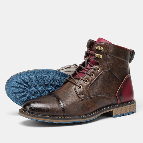 Cross-border large size men's leather boots single boots fashion beauty code work short boots foreign trade high help Martin boots 