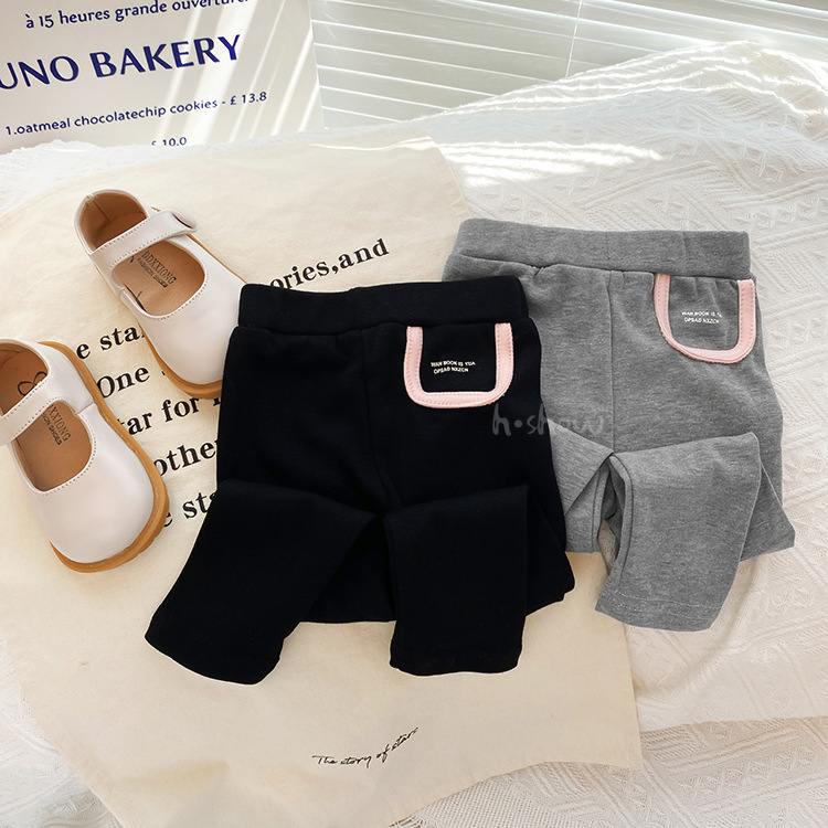 Girls' Leggings 2023 Spring Collection New Children's Pants Girls Fashion Pocket Leggings Spring and Autumn Outwear 0055