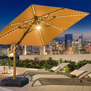 Outdoor Parasol Garden Umbrella Large Sun Umbrella with Light Villa Outdoor Stall Outdoor Balcony Garden Roman Umbrella