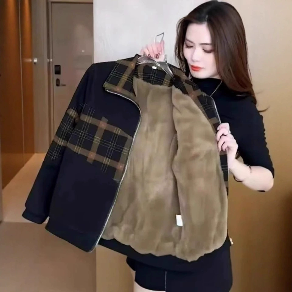 加绒加厚短外套2025新款显瘦气质休闲减龄洋气时尚夹克上衣