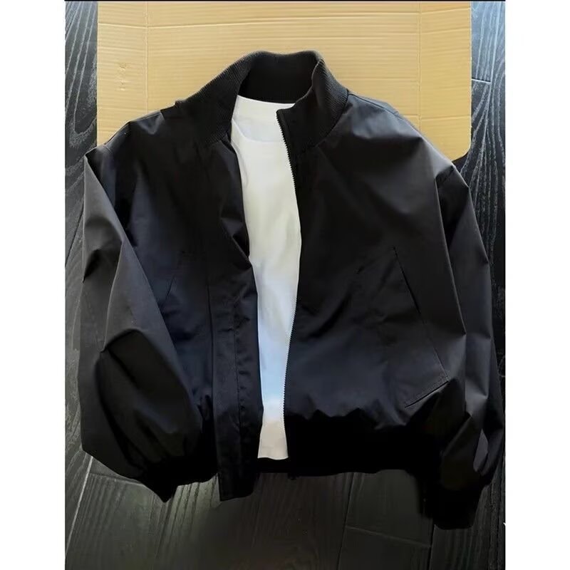 Chaqueta de piloto corta de estilo marrón americano de otoño bombarderos de cuello de béisbol chaqueta de trabajo de alto nivel