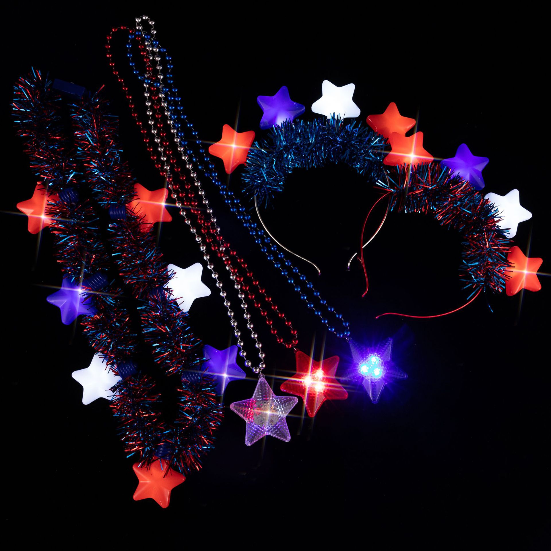Cool Lester Cross-border Hot Sale US National Day Hair Accessories Independence Day Headband Led Light Five-pointed Star Luminous Headband