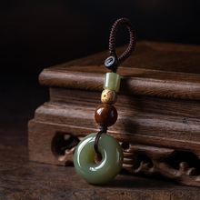 保真和田玉平安扣汽车钥匙挂件情侣挂饰男女饰品转运保平安钥自然